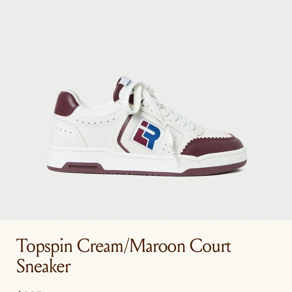 Topspin Cream and Maroon Court Sneaker